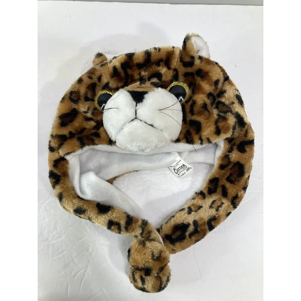 Plush‎ Funny Animal Hats with Fleece Lining Super Soft Warm Hat Ear Flaps EUC